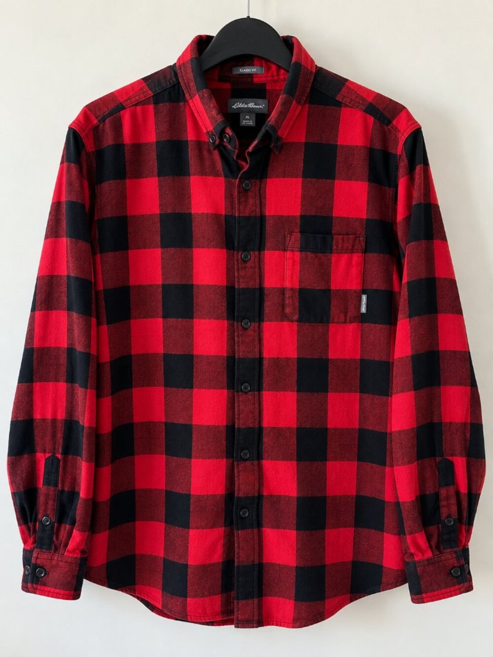 Eddie Bauer Men's Red & Black Buffalo Plaid Flannel Shirt XL